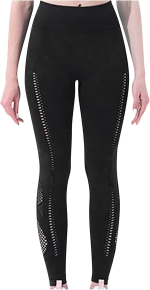 DASAYO Leggings for Women Trendy High Waist Tummy Control Stretchy Yoga Pants Breathable Active Gym Workout Track Pants