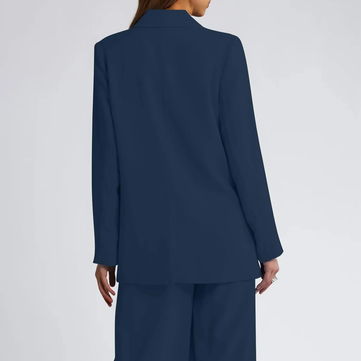 Dressy Jackets Suit for Women Lapel Neck Long Sleeve Formal Padd Shoulder Blazer Solid Color Outfits with Pockets
