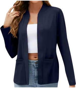 Fashion Work Blazers for Women Open Front Long Sleeve Casual Dressy Jackets 2024 Trendy Office Work Suit Tops
