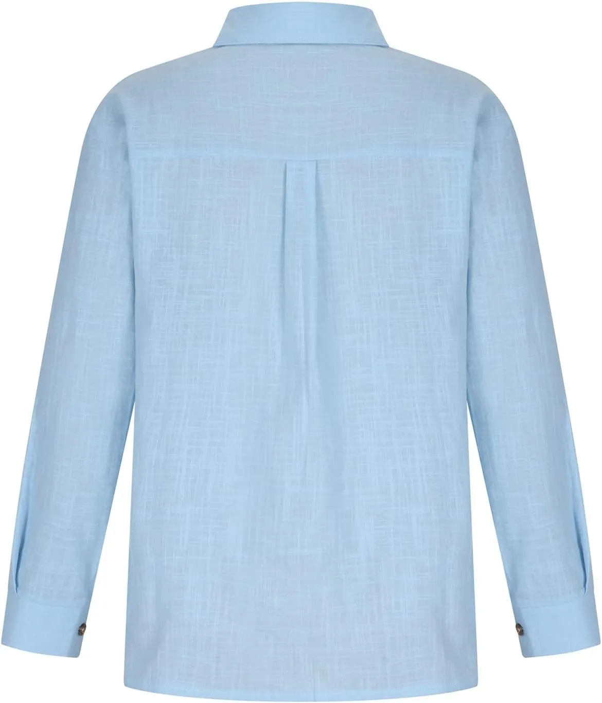 Firzero Womens Tunic Tops Dressy Casual Button Down Shirts Summer Long Sleeve Cotton Linen Blouse Plus Size V Neck Tops