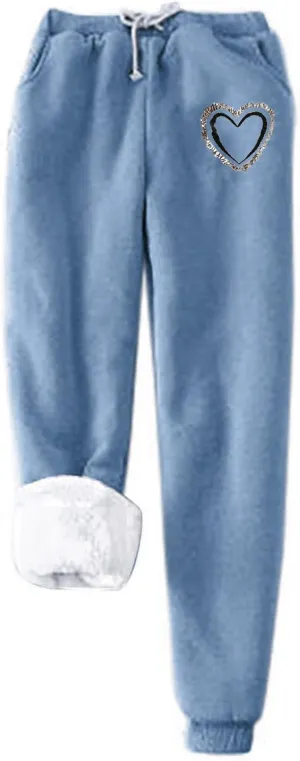 Fleece Lined Sweatpants Womens Thick Sherpa Joggers Winter Pants for Women Thermal Lounge Running Pants with Pockets