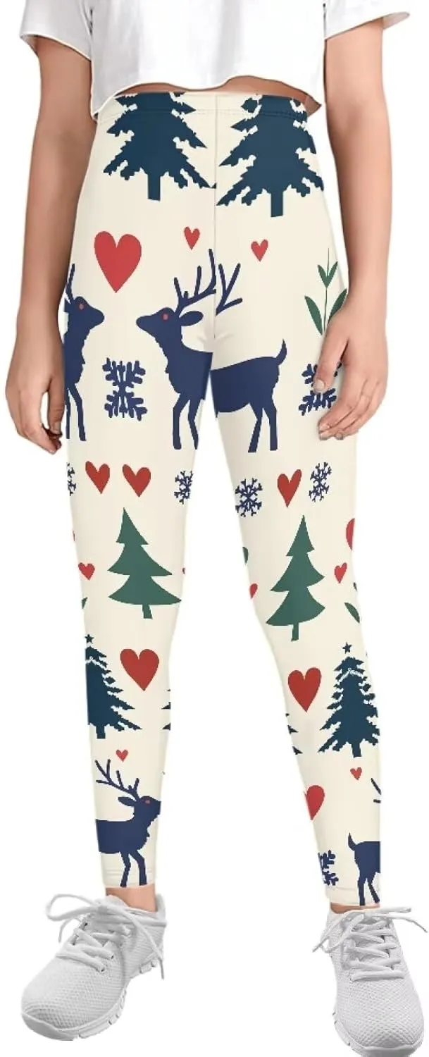 Girls and Toddlers' Leggings High Waist Kids Leggings Footless Stretch Girls' Leggings Yoga Pants for Workout Running