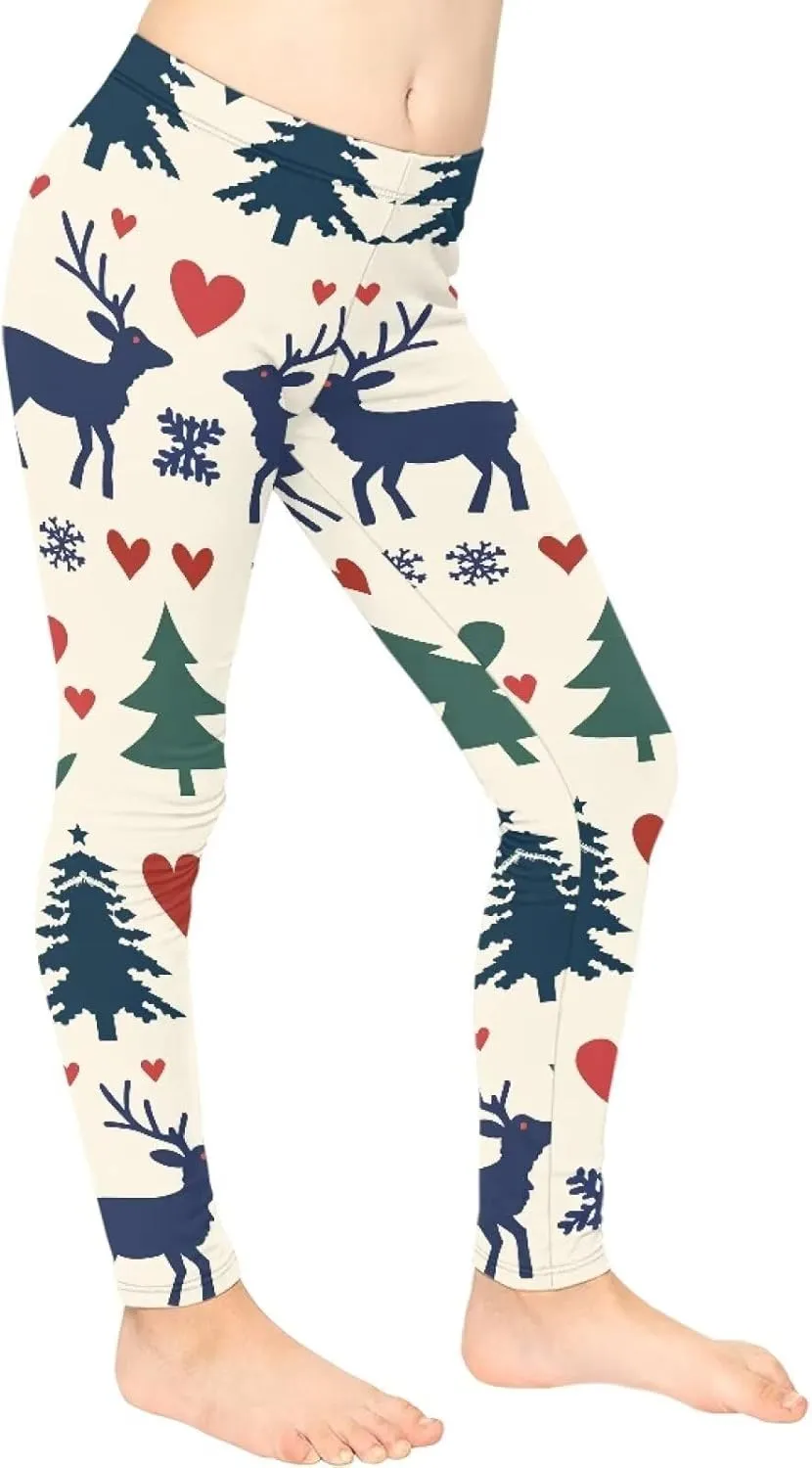 Girls and Toddlers' Leggings High Waist Kids Leggings Footless Stretch Girls' Leggings Yoga Pants for Workout Running