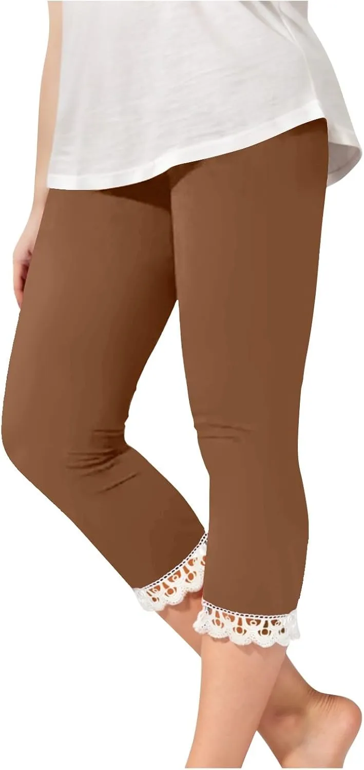 Girls Athletic Capri Leggings, Kids Yoga Pants with Pockets, Teen Girls Stretch Dance Running Workout Pants