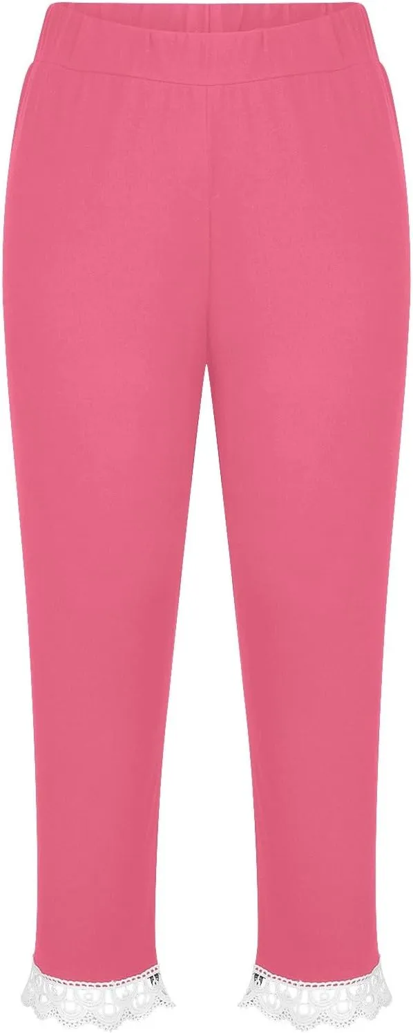 Girls Athletic Capri Leggings, Kids Yoga Pants with Pockets, Teen Girls Stretch Dance Running Workout Pants