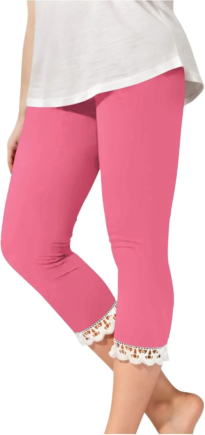 Girls Athletic Capri Leggings, Kids Yoga Pants with Pockets, Teen Girls Stretch Dance Running Workout Pants