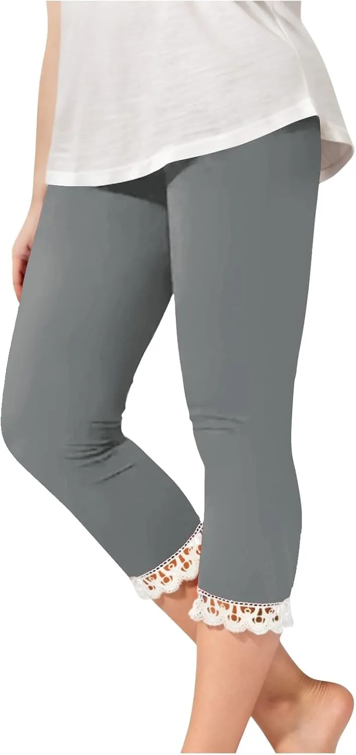 Girls Athletic Capri Leggings, Kids Yoga Pants with Pockets, Teen Girls Stretch Dance Running Workout Pants