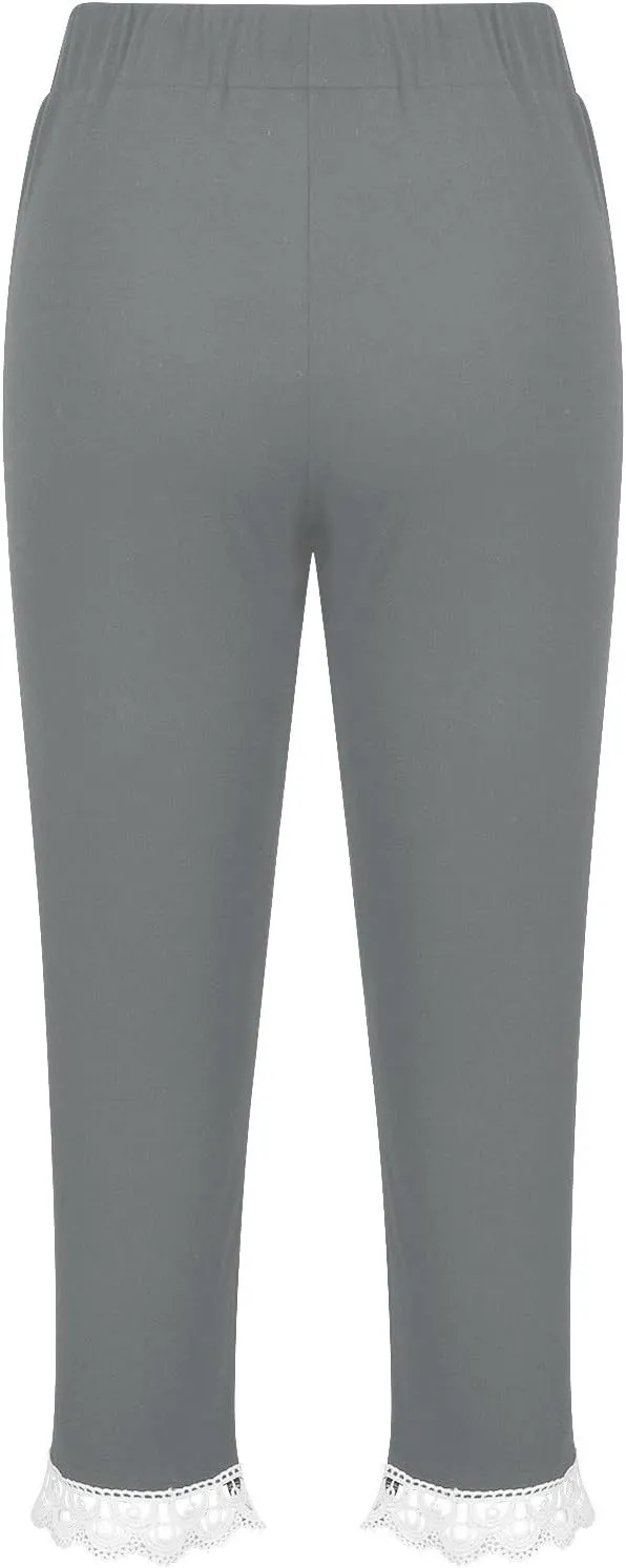 Girls Athletic Capri Leggings, Kids Yoga Pants with Pockets, Teen Girls Stretch Dance Running Workout Pants
