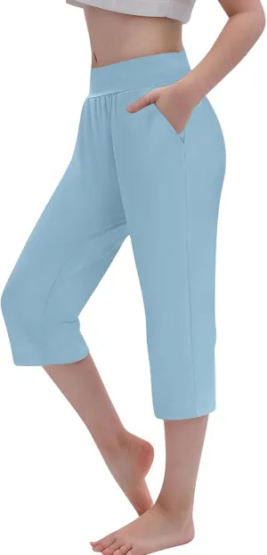 Girls Capri Leggings Elastic High Waisted Compression Pants Stretch Active Yoga Tights for Kids Teen Workout Running