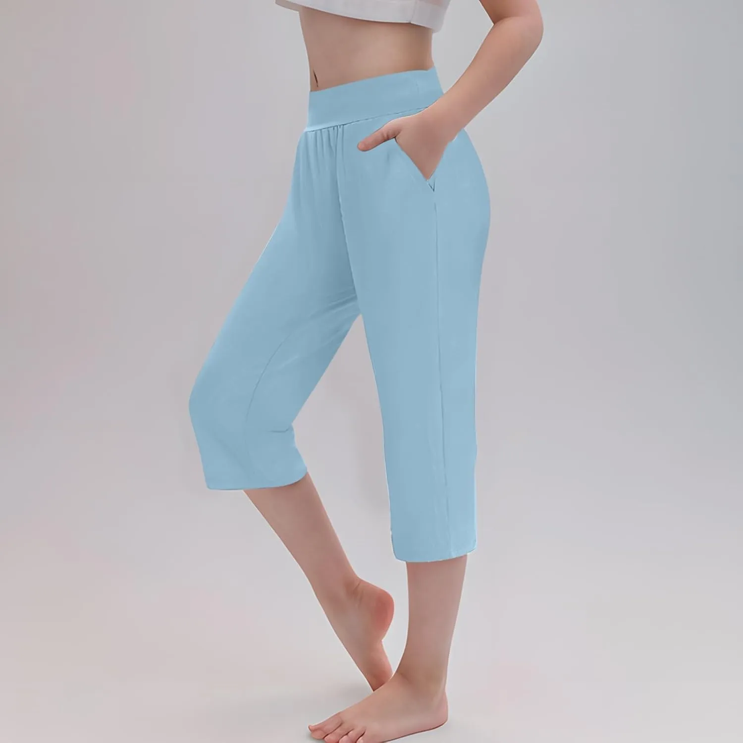 Girls Capri Leggings Elastic High Waisted Compression Pants Stretch Active Yoga Tights for Kids Teen Workout Running