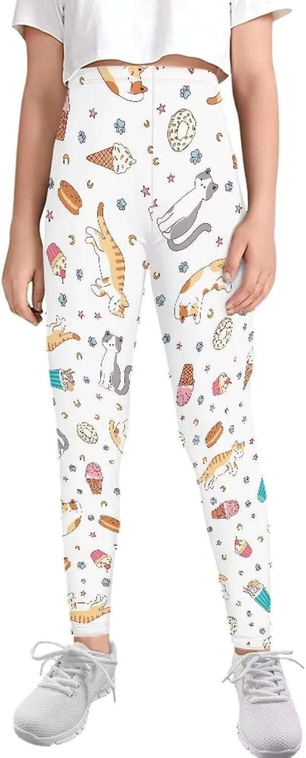 Girls Casual Basic Leggings Full Length Stretch Tights Pants Athletic Leggings for Kids in 4t to 13 Years