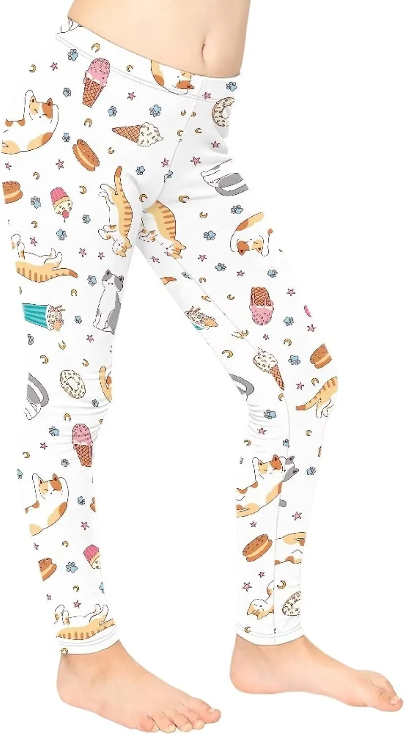 Girls Casual Basic Leggings Full Length Stretch Tights Pants Athletic Leggings for Kids in 4t to 13 Years