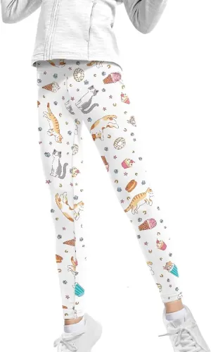 Girls Casual Basic Leggings Full Length Stretch Tights Pants Athletic Leggings for Kids in 4t to 13 Years