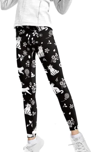 Girls Casual Basic Leggings Full Length Stretch Tights Pants Athletic Leggings for Kids in 4t to 13 Years