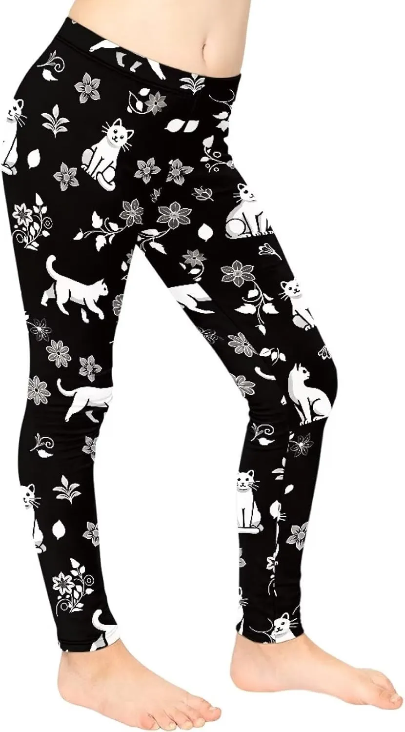 Girls Casual Basic Leggings Full Length Stretch Tights Pants Athletic Leggings for Kids in 4t to 13 Years