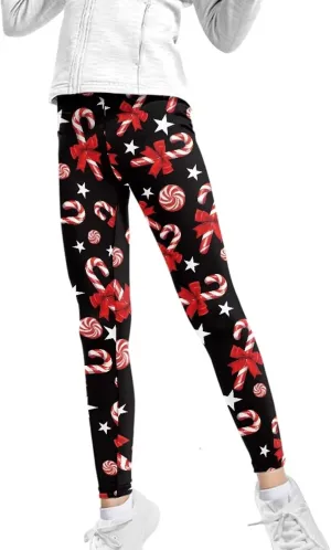 Girls Casual Basic Leggings Full Length Stretch Tights Pants Athletic Leggings for Kids in 4t to 13 Years