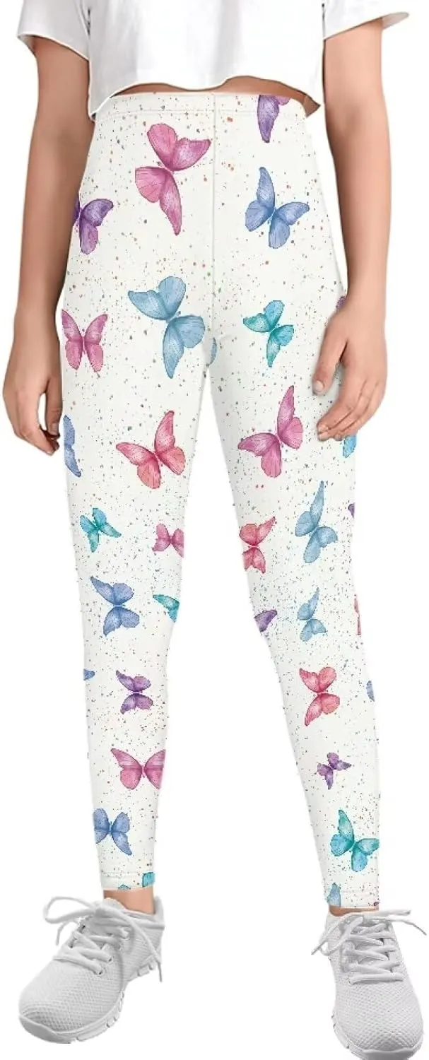 Girls Casual Basic Leggings Full Length Stretch Tights Pants Athletic Leggings for Kids in 4t to 13 Years