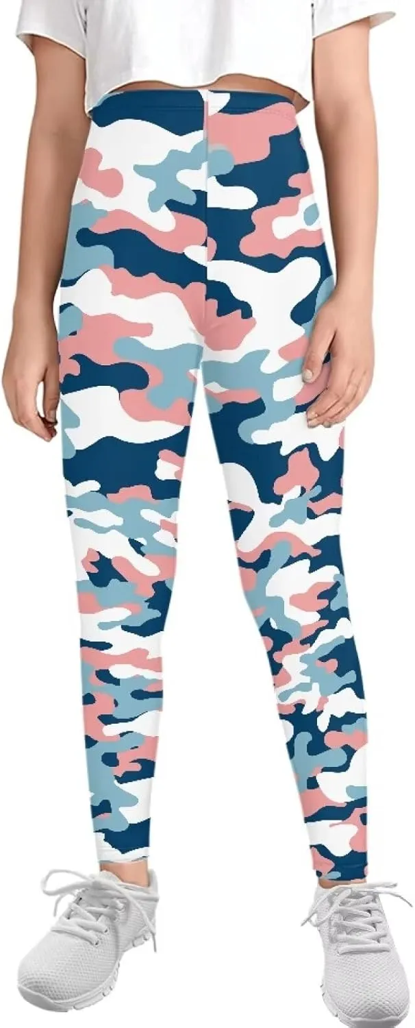 Girls Casual Basic Leggings Full Length Stretch Tights Pants Athletic Leggings for Kids in 4t to 13 Years