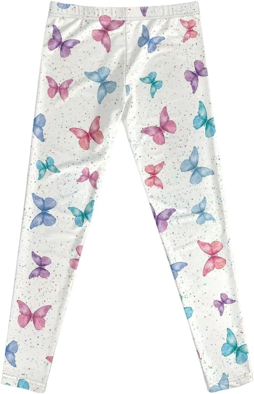Girls Casual Basic Leggings Full Length Stretch Tights Pants Athletic Leggings for Kids in 4t to 13 Years