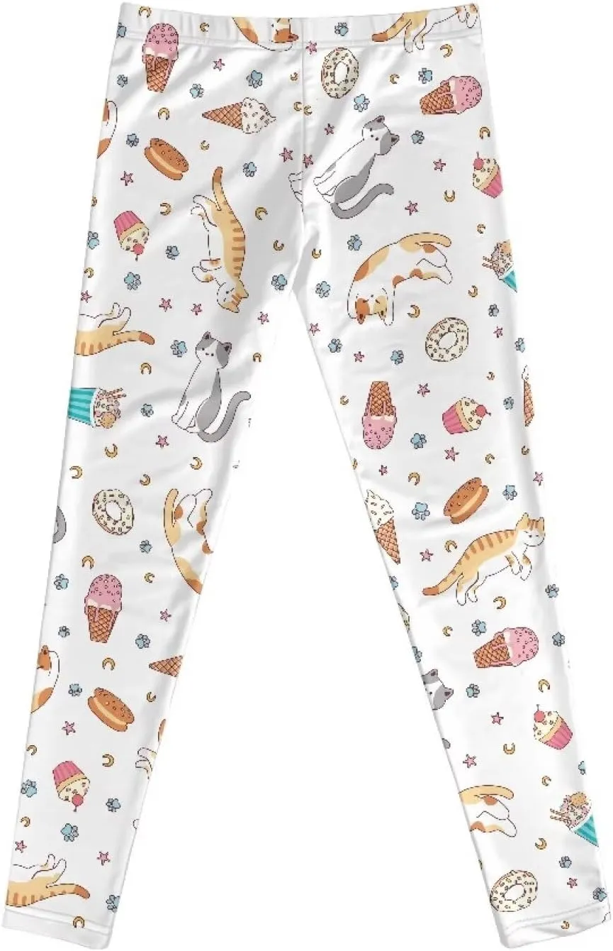 Girls Casual Basic Leggings Full Length Stretch Tights Pants Athletic Leggings for Kids in 4t to 13 Years