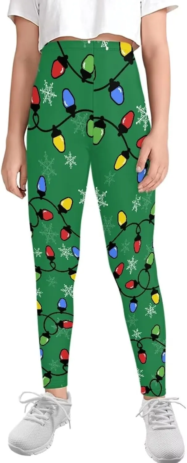 Girls Casual Basic Leggings Full Length Stretch Tights Pants Athletic Leggings for Kids in 4t to 13 Years