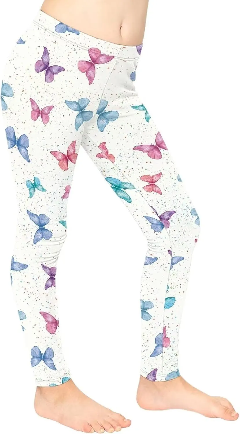 Girls Casual Basic Leggings Full Length Stretch Tights Pants Athletic Leggings for Kids in 4t to 13 Years