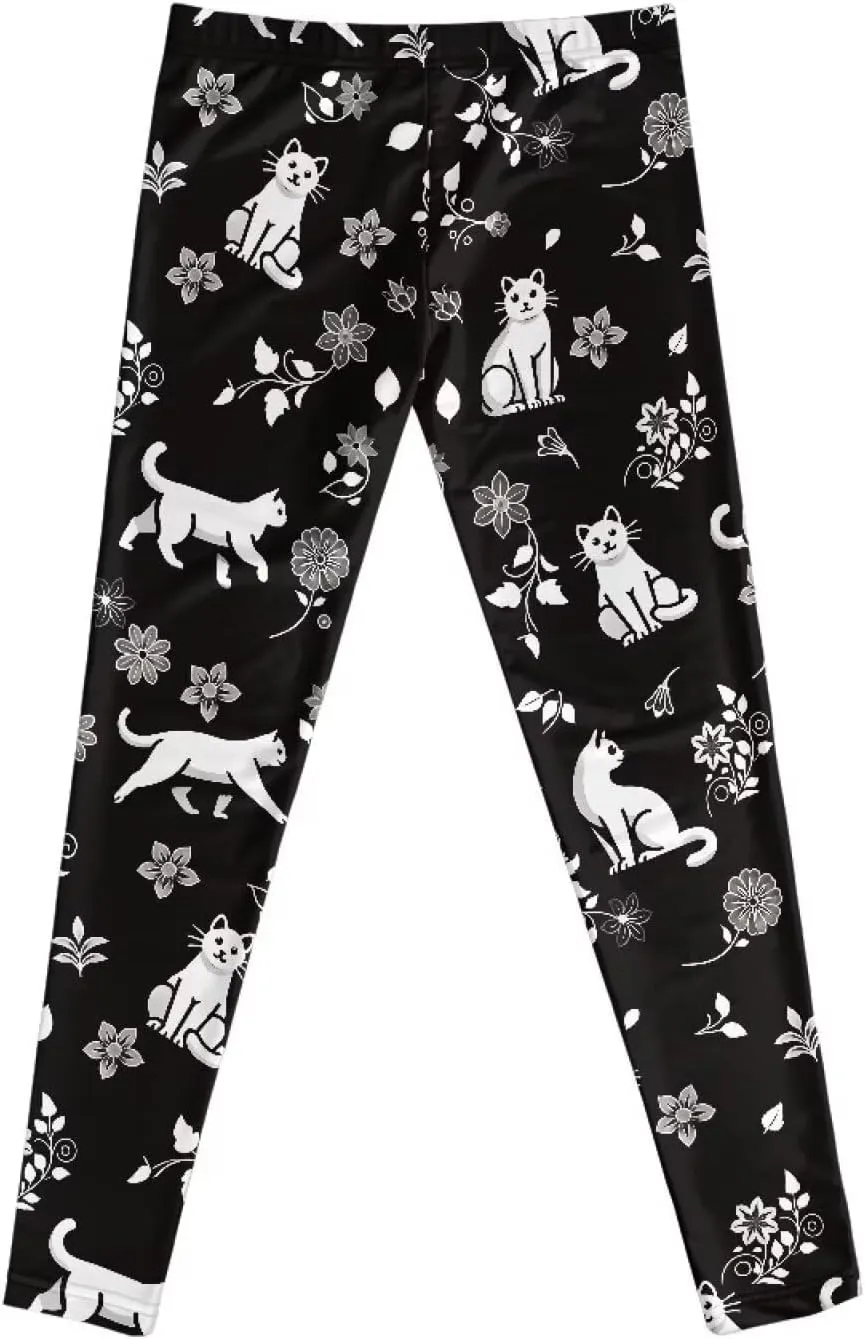 Girls Casual Basic Leggings Full Length Stretch Tights Pants Athletic Leggings for Kids in 4t to 13 Years
