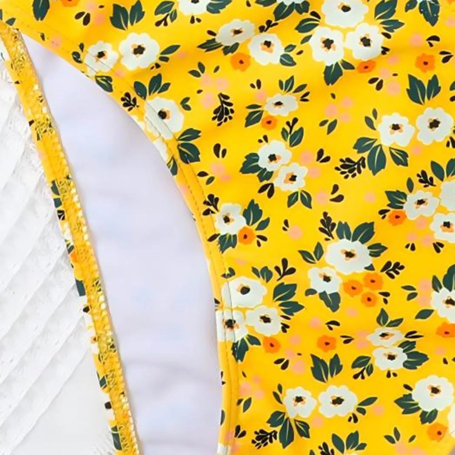 Girls Floral Swimsuits Tween Kids Cute Bathing Suits Quick Dry Bikini Set with Long Sleeve Crop Tops Coverup Beach Wear