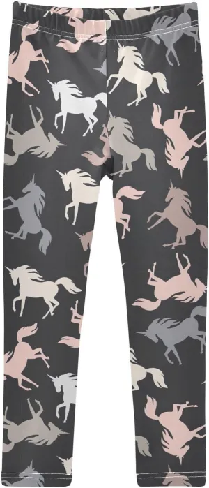 Girls Leggings Running Horse Black Casual Yoga Pants Tights Trousers Dance Pants Girls Stretch Pants, 5T