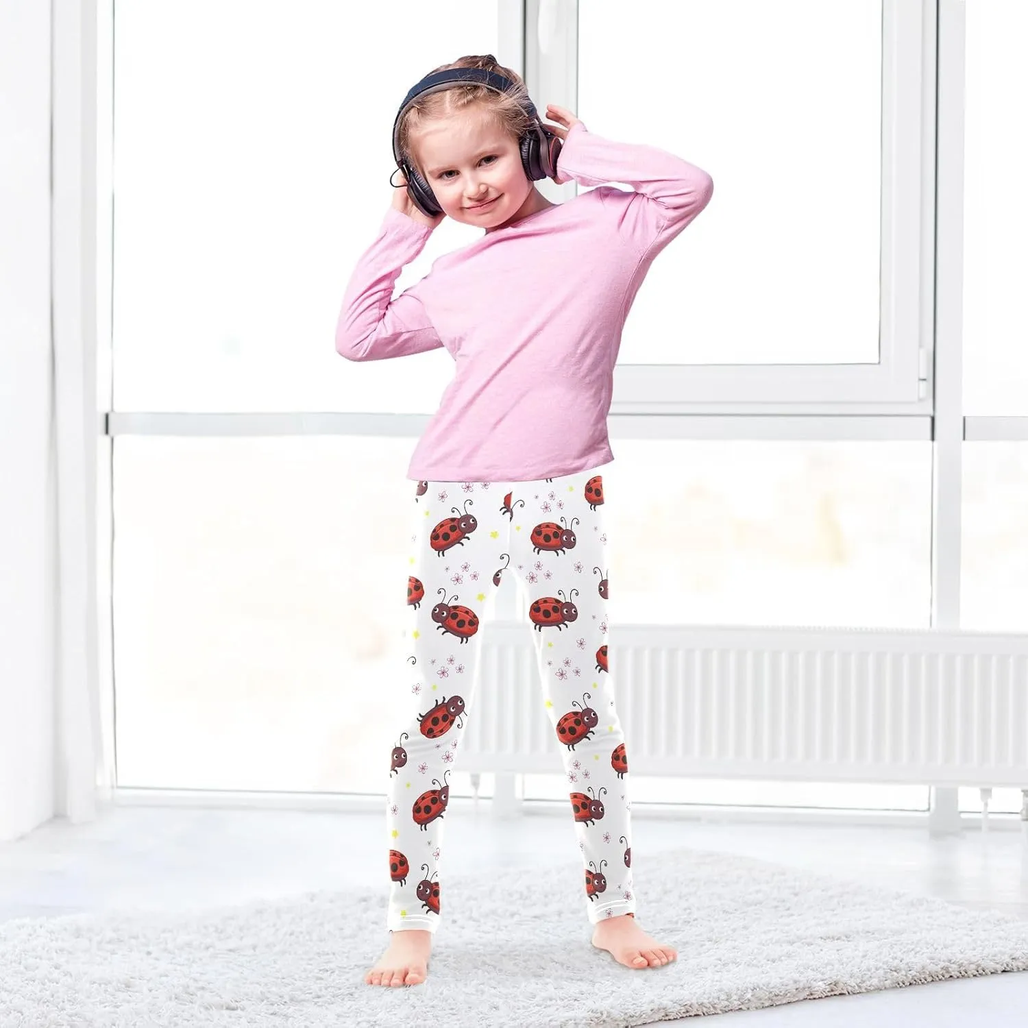 Girls Leggings Snakes Stems White Background Comfy Kids Stretchy Pants for Yoga Dancing Running Sports 4-10T