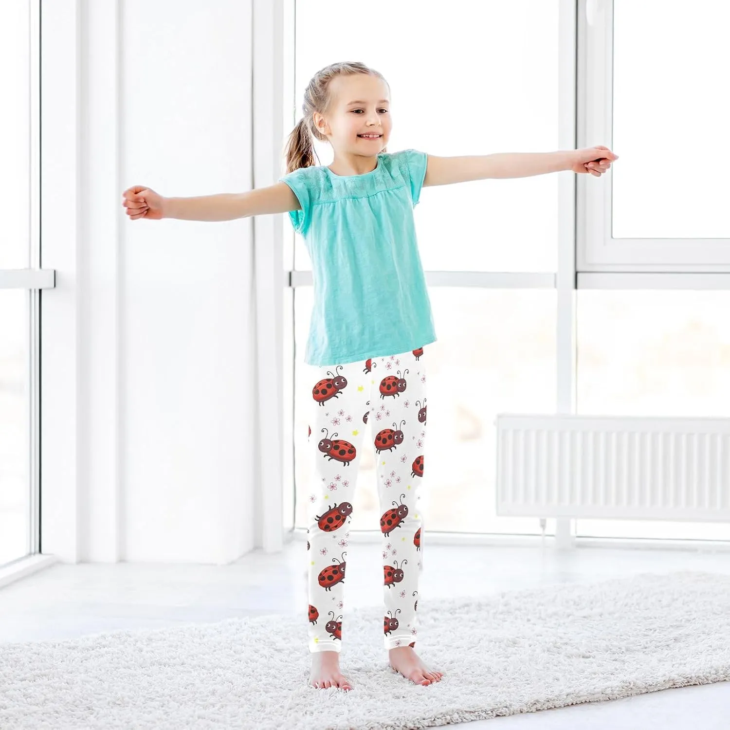 Girls Leggings Snakes Stems White Background Comfy Kids Stretchy Pants for Yoga Dancing Running Sports 4-10T