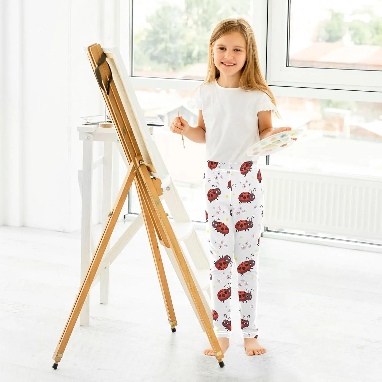 Girls Leggings Snakes Stems White Background Comfy Kids Stretchy Pants for Yoga Dancing Running Sports 4-10T