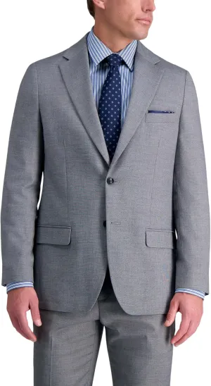 Haggar Mens Premium Stretch Tailored Fit Subtle Pattern Suit Separates- Pants and Jackets Blazer, Grey- Jacket, 44 US