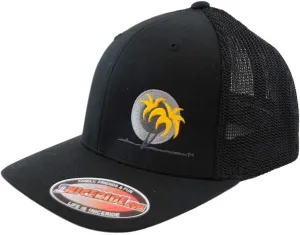 hat Baseball Cap Moto 1" Meshback Flexfit Black (Yellow)