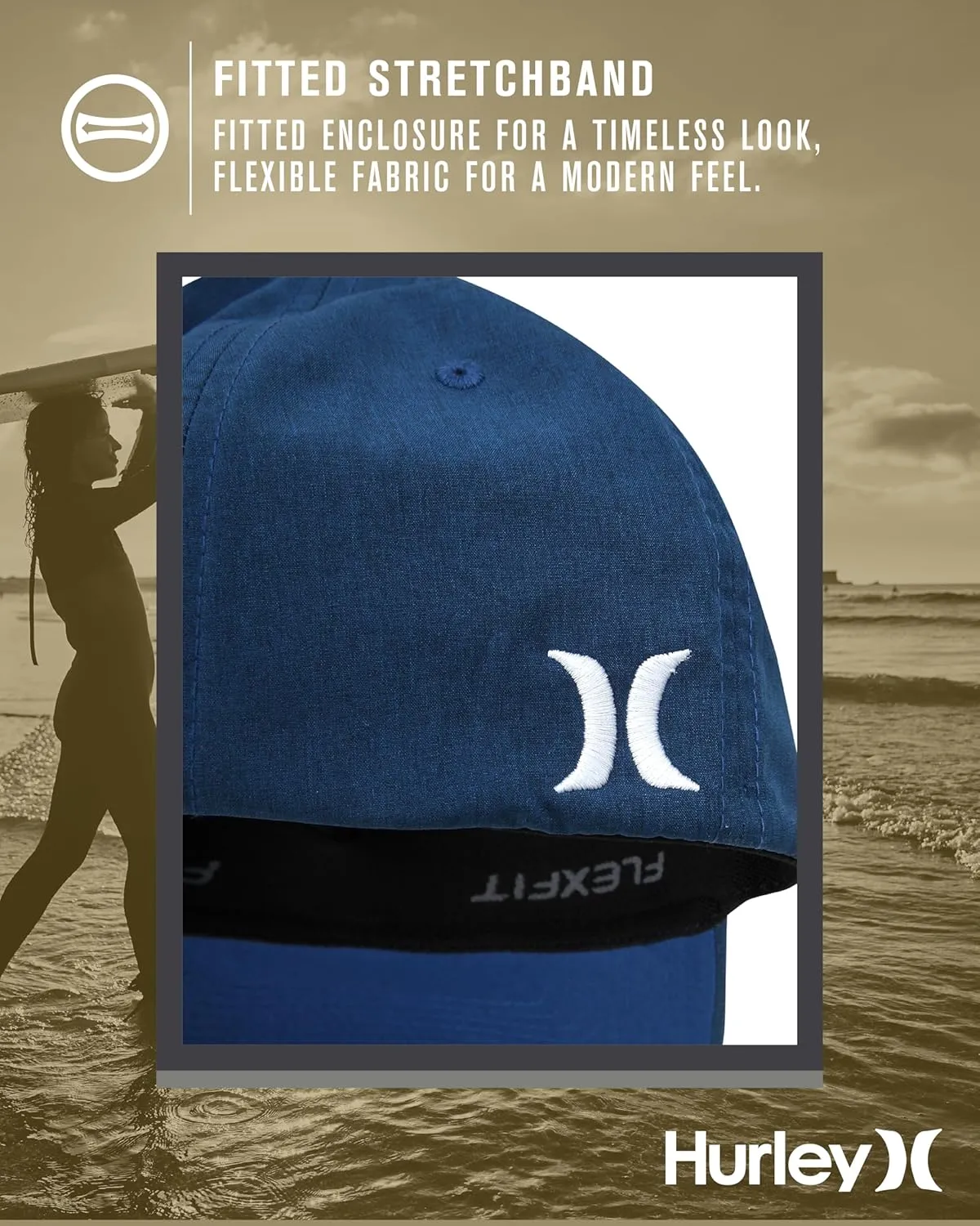 Hurley Men's Baseball Cap - Flexfit Curve Bill Fitted Trucker Hat for Men (S-XL)