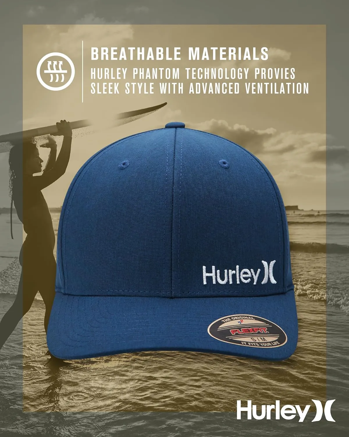 Hurley Men's Baseball Cap - Flexfit Curve Bill Fitted Trucker Hat for Men (S-XL)