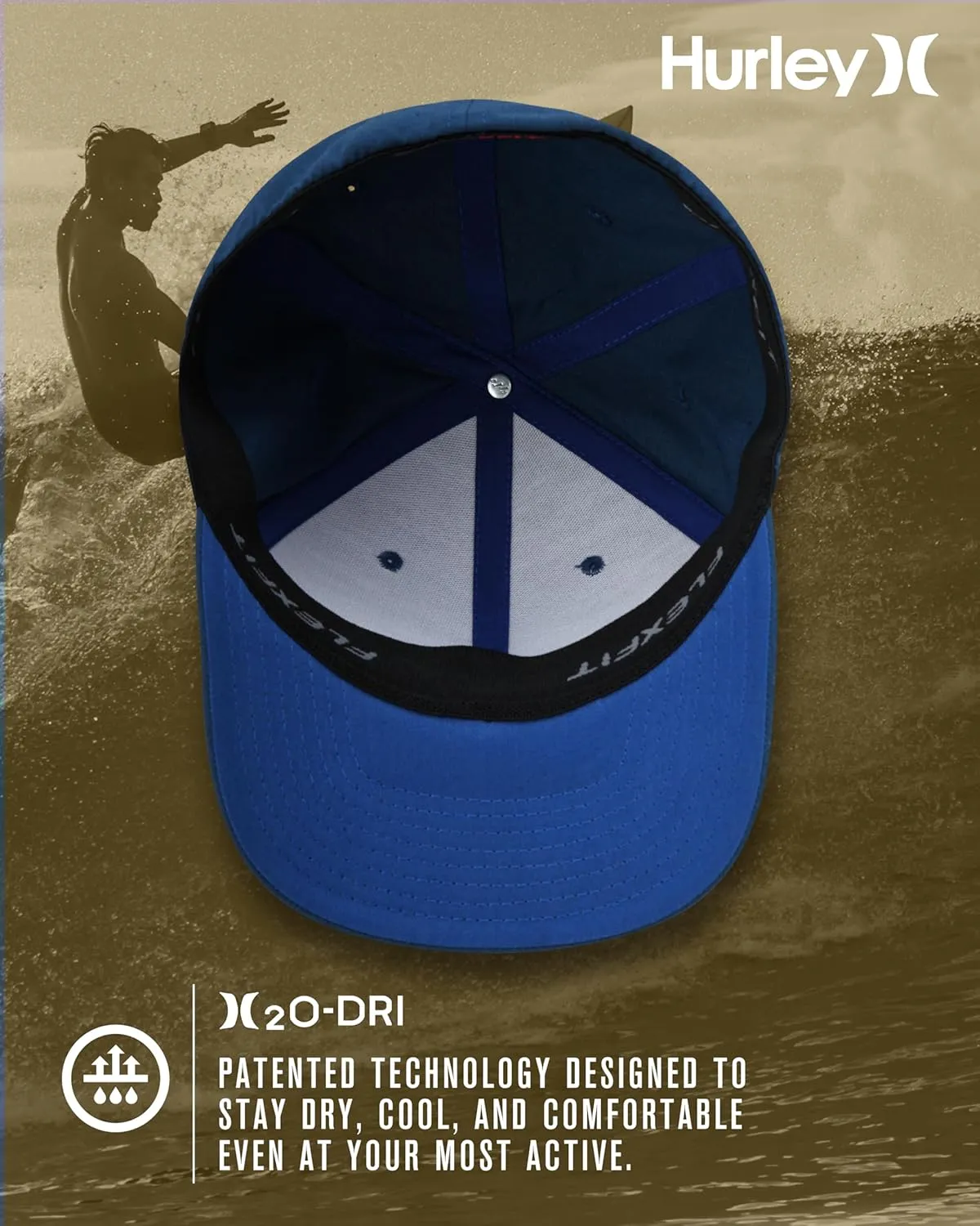 Hurley Men's Baseball Cap - Flexfit Curve Bill Fitted Trucker Hat for Men (S-XL)