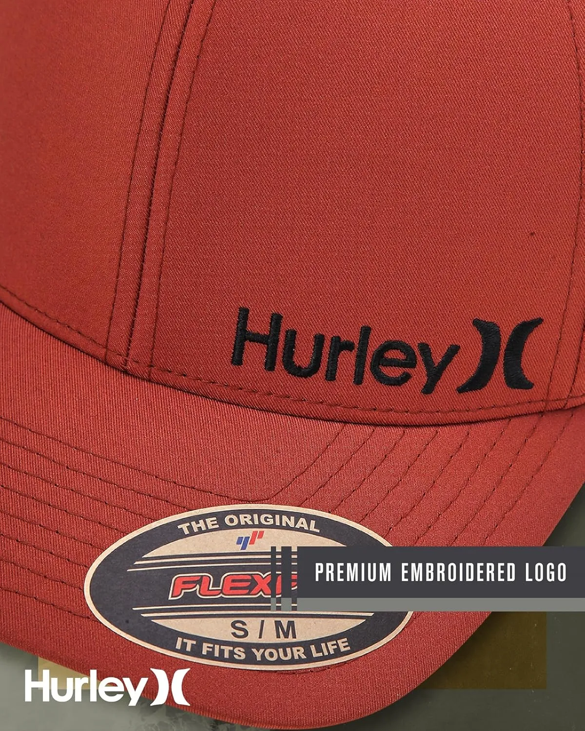 Hurley Men's Baseball Cap - Flexfit Curve Bill Fitted Trucker Hat for Men (S-XL)
