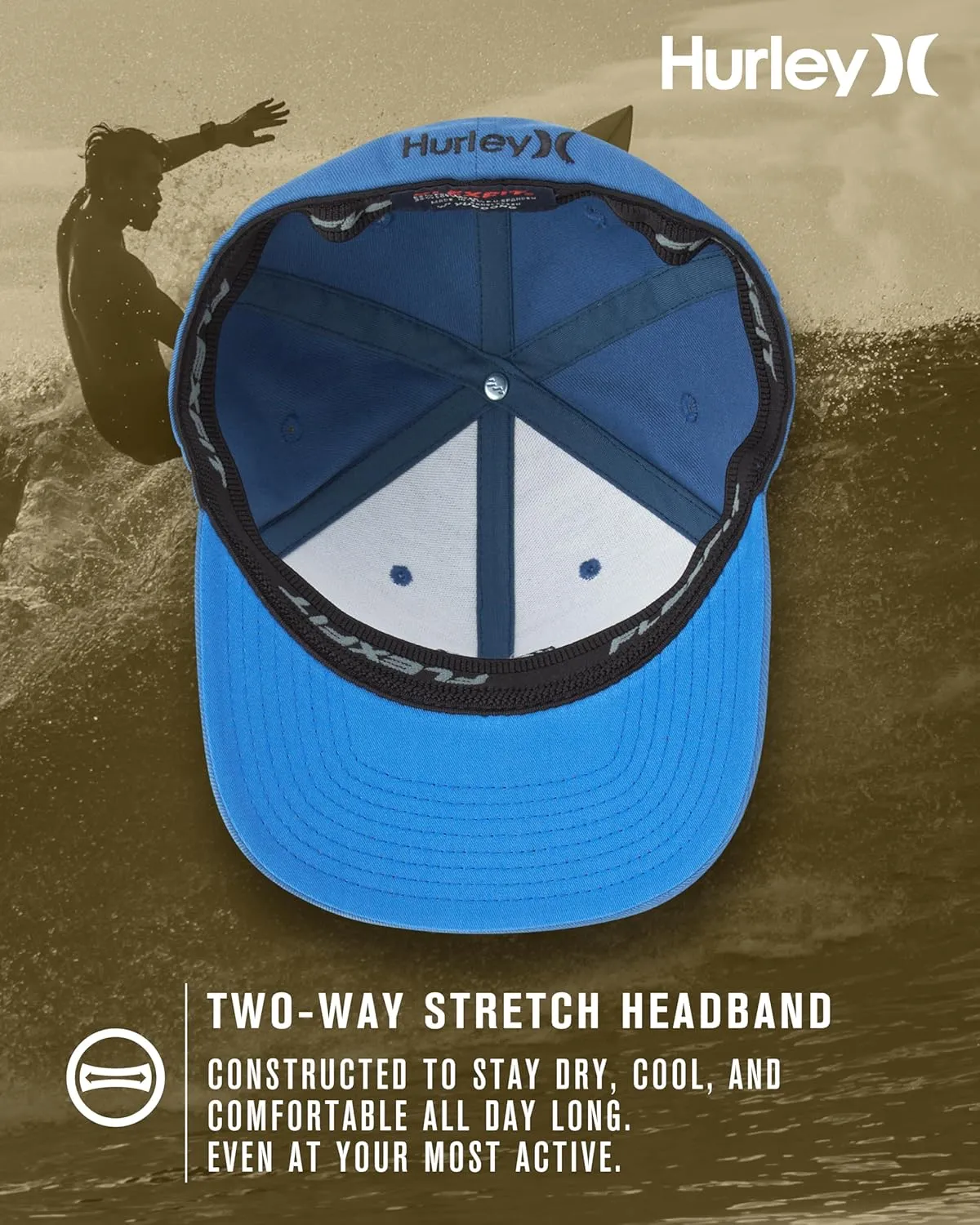 Hurley Men's Caps - One & Only Flexfit Baseball Cap - Fitted Hats for Men (S-XL)