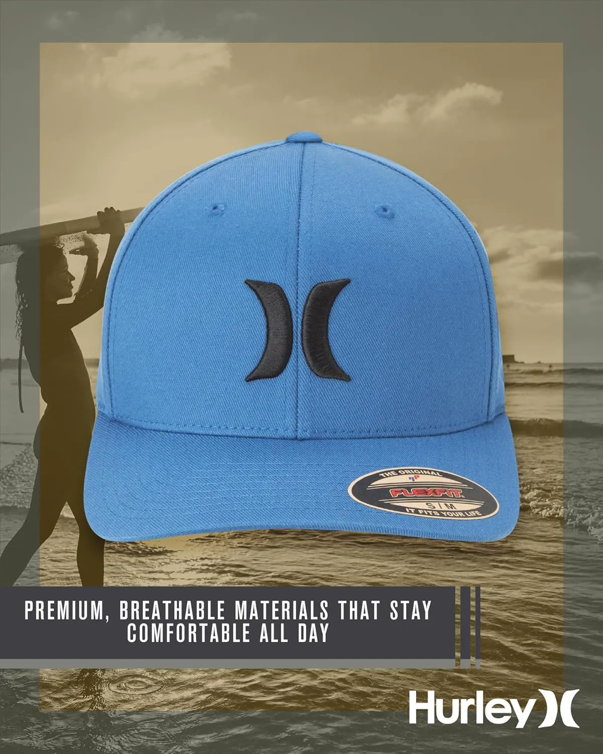 Hurley Men's Caps - One & Only Flexfit Baseball Cap - Fitted Hats for Men (S-XL)