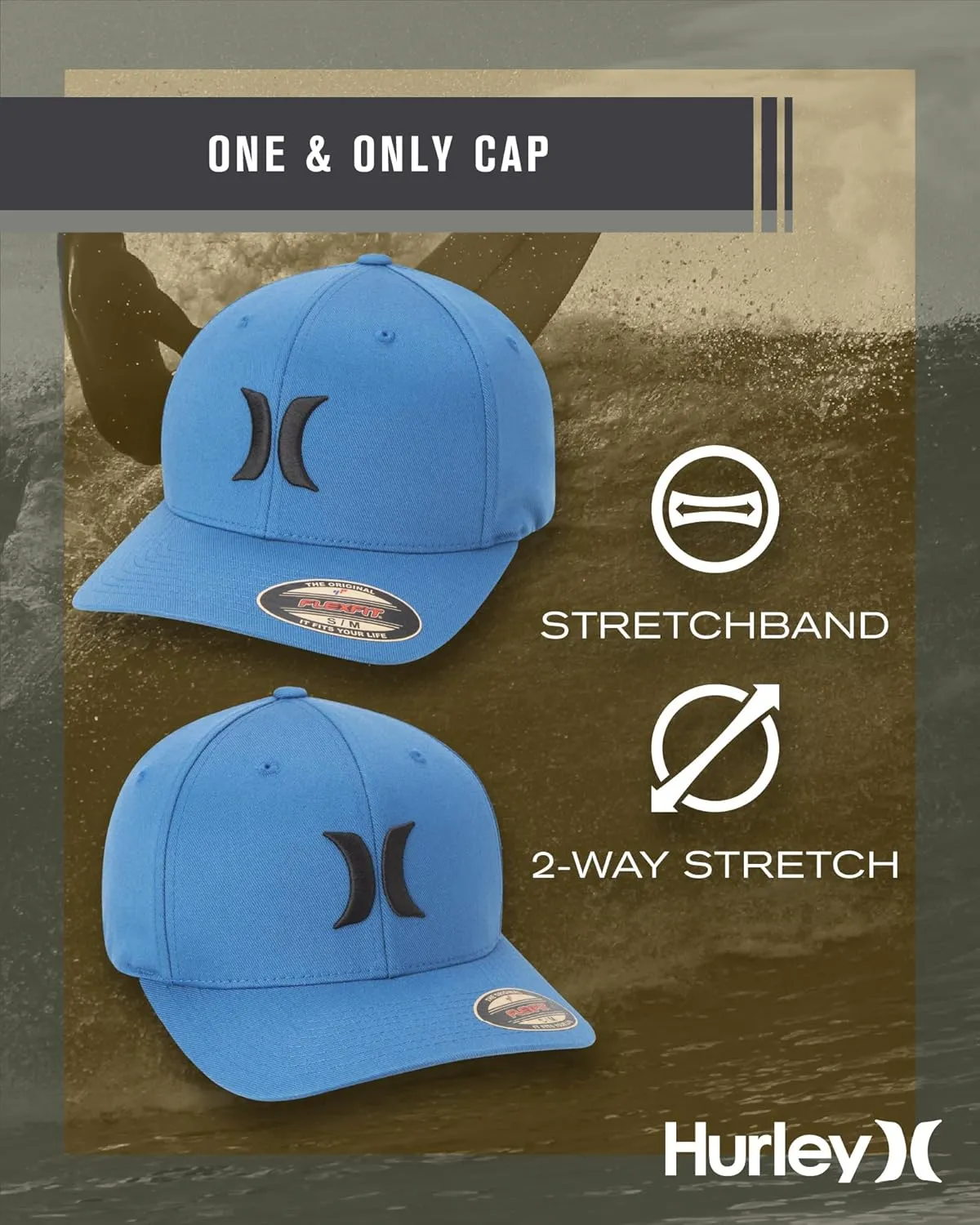 Hurley Men's Caps - One & Only Flexfit Baseball Cap - Fitted Hats for Men (S-XL)