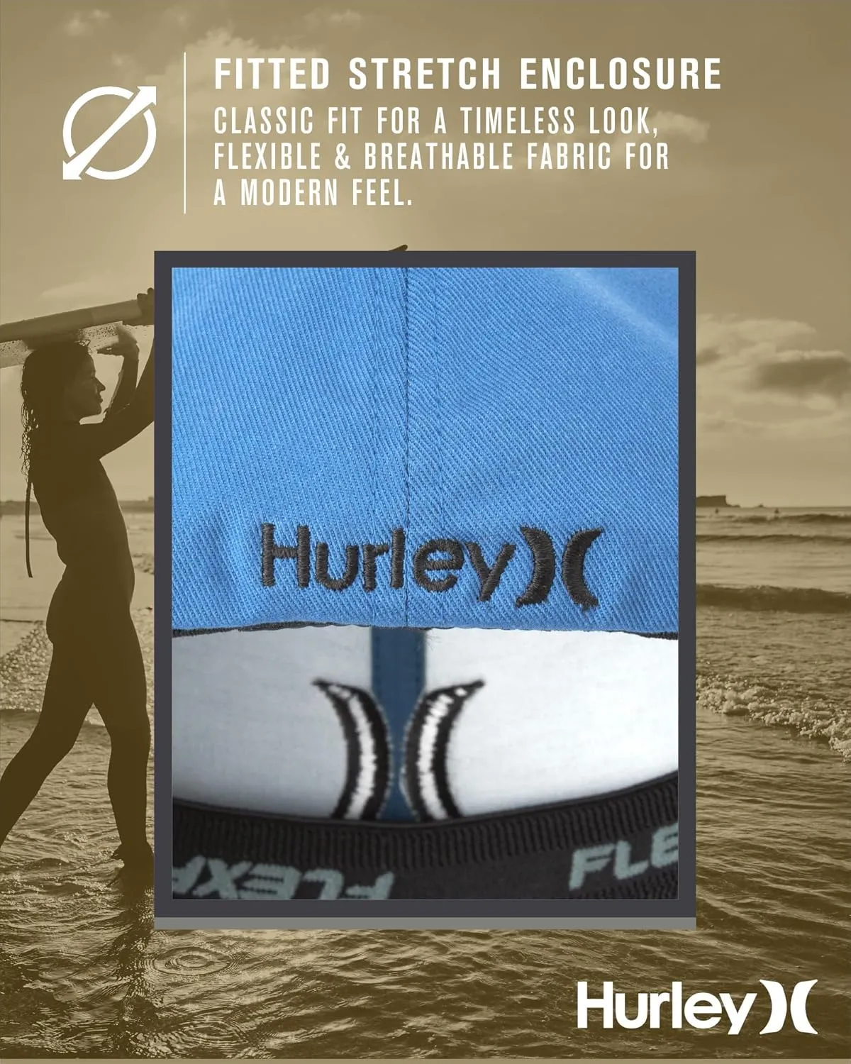 Hurley Men's Caps - One & Only Flexfit Baseball Cap - Fitted Hats for Men (S-XL)