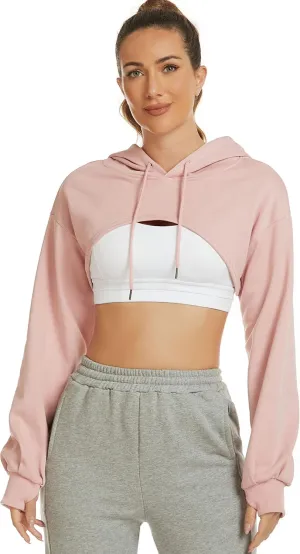 Kissonic Women's Long Sleeve Super Crop Top Hoodies Athletic Cropped Pullover Casual Sweatshirts