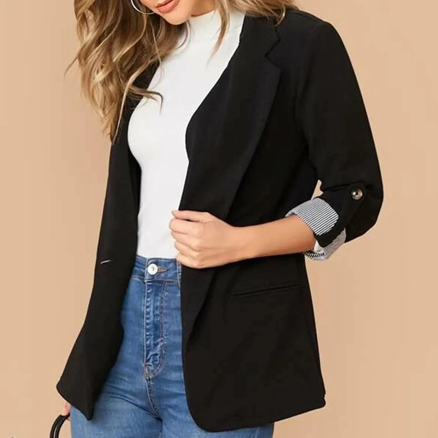 Ladies Blazers To Wear With Jeans Office Women's Cardigan Cropped Dressy Vintage Blazers Fit It Herringbone Coat