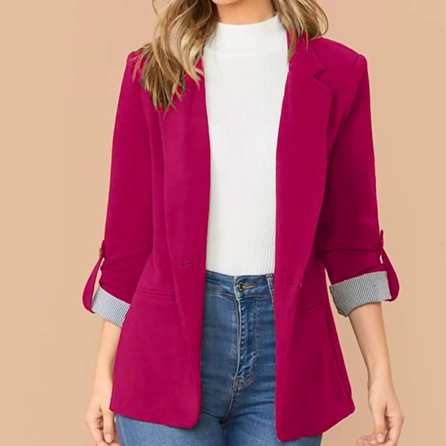 Ladies Blazers To Wear With Jeans Office Women's Cardigan Cropped Dressy Vintage Blazers Fit It Herringbone Coat