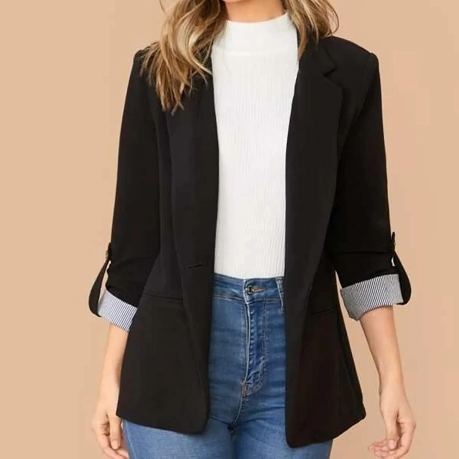 Ladies Blazers To Wear With Jeans Office Women's Cardigan Cropped Dressy Vintage Blazers Fit It Herringbone Coat