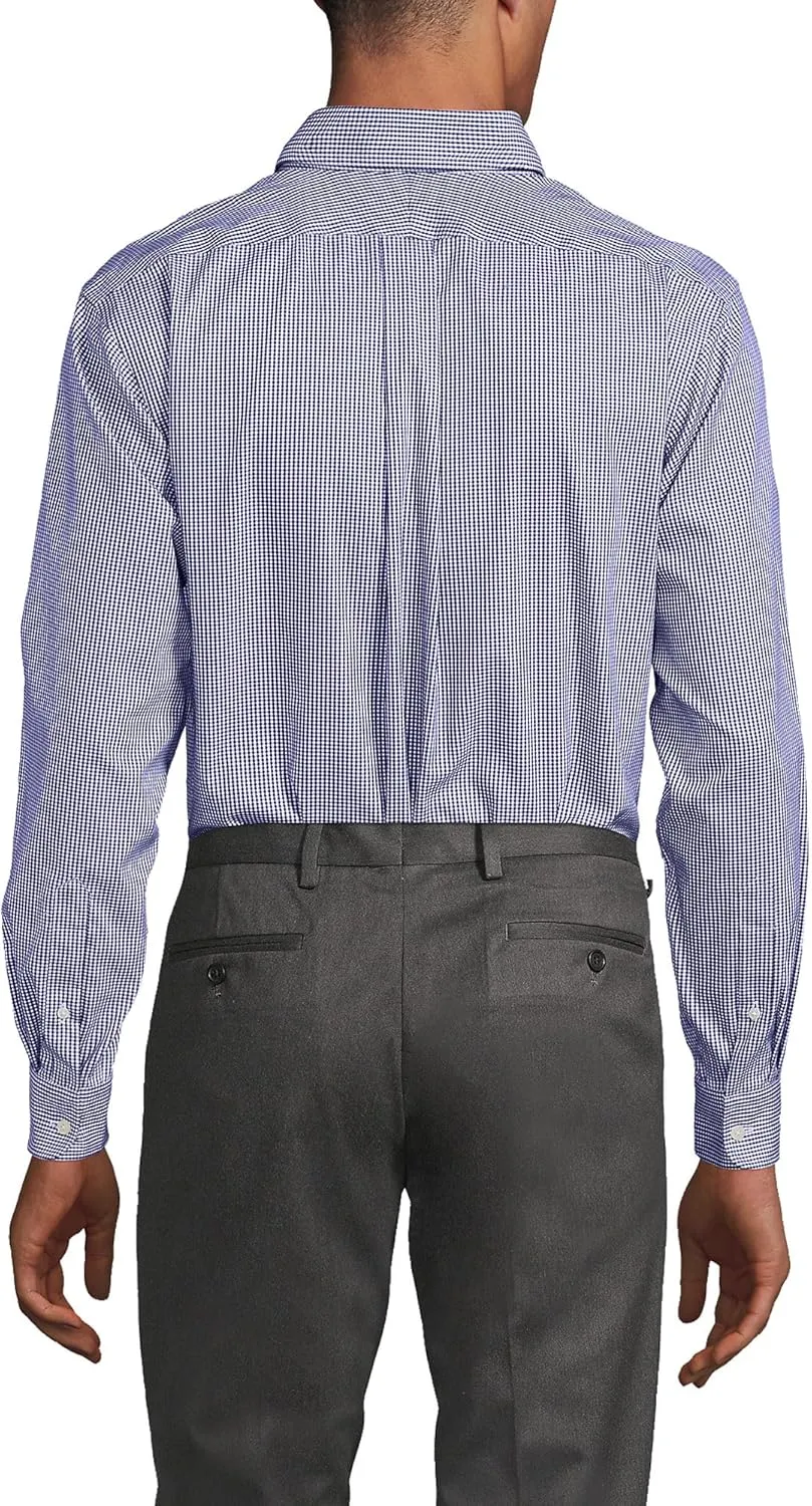Lands' End Men's Tailored Fit No Iron Solid American-Grown Supima Cotton Pinpoint Buttondown Collar Dress Shirt