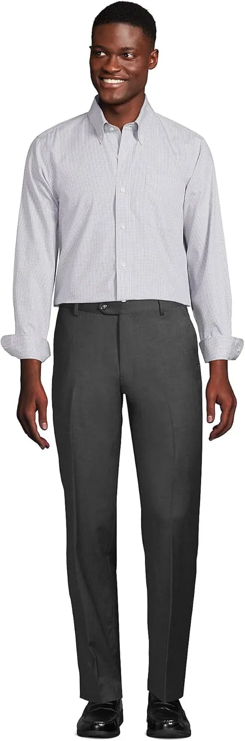 Lands' End Men's Tailored Fit No Iron Solid American-Grown Supima Cotton Pinpoint Buttondown Collar Dress Shirt