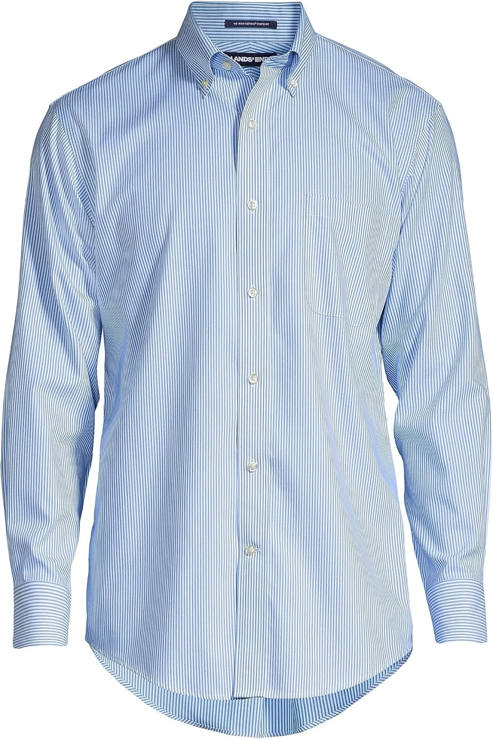 Lands' End Men's Tailored Fit No Iron Solid American-Grown Supima Cotton Pinpoint Buttondown Collar Dress Shirt