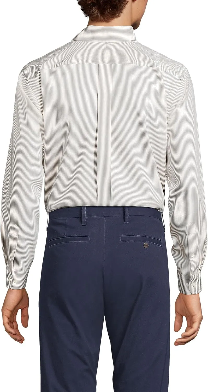 Lands' End Men's Tailored Fit No Iron Solid American-Grown Supima Cotton Pinpoint Buttondown Collar Dress Shirt